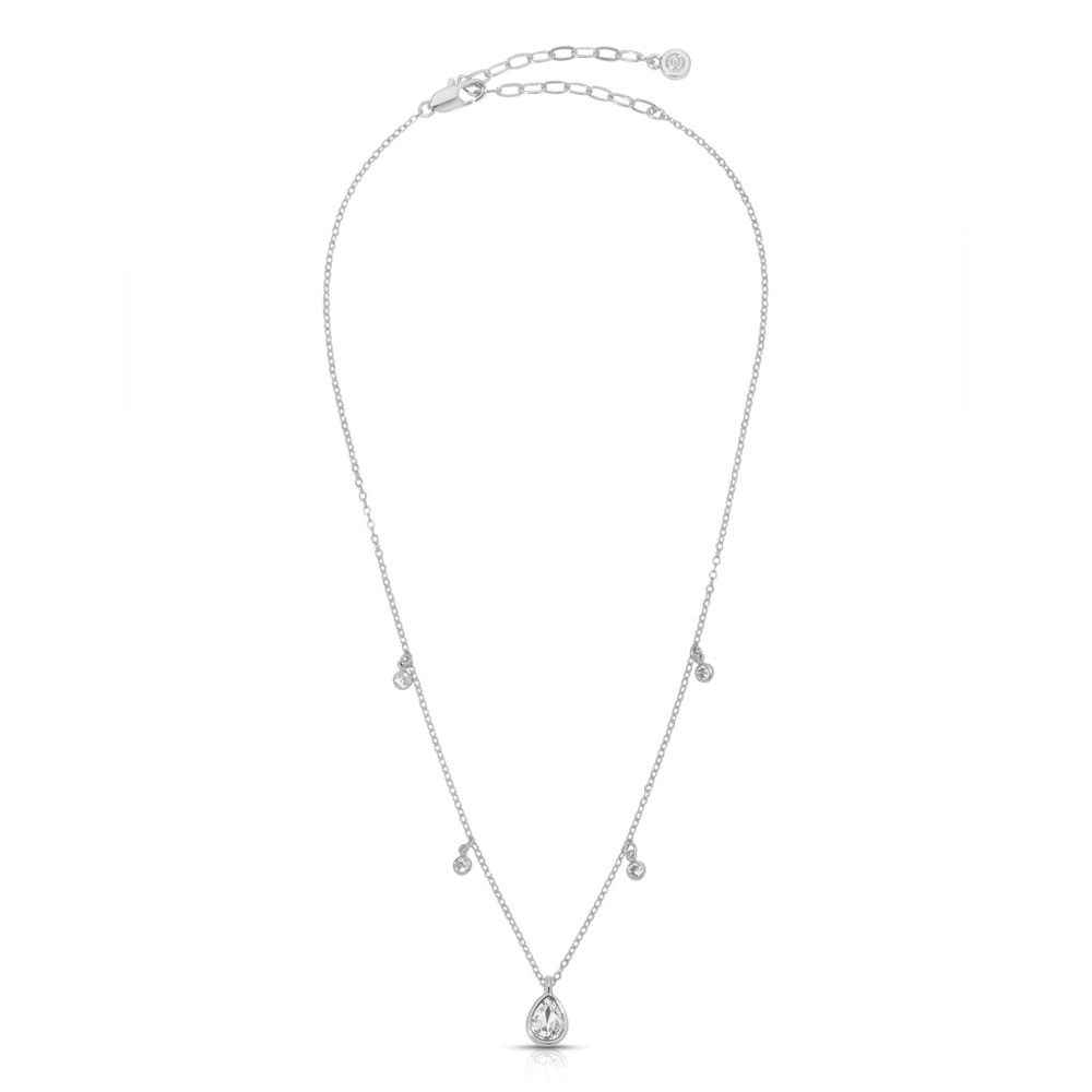Dripping in Crystals Drop Necklace Silver